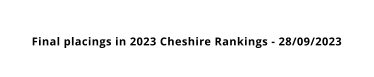 Final placings in 2023 Cheshire Rankings - 28/09/2023